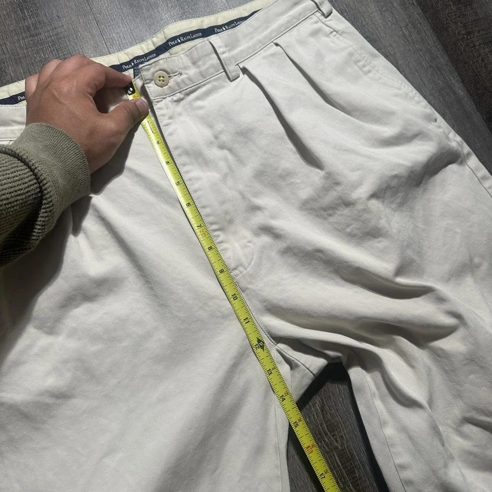 Polo Ralph Lauren‎ Pants Mens 36x30 Beige Chino Pleated Front Cotton Casual